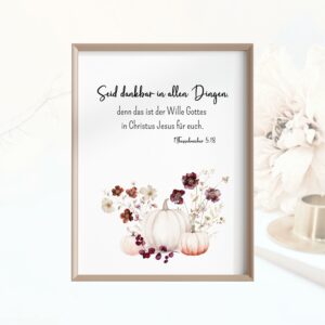 Christliches Posterbild Seid dankbar in allen Dingen Herbstlich