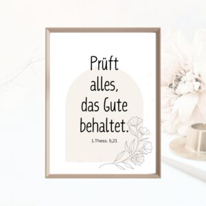 Christliches Posterbild Jahreslosung 2025 Prüfet alles, das Gute behaltet.