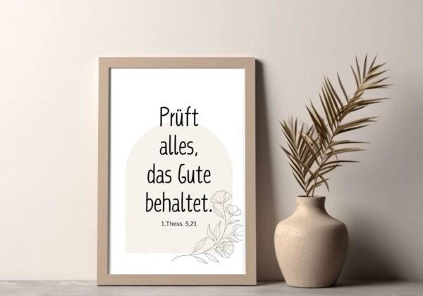 Christliches Posterbild Jahreslosung 2025 Prüfet alles, das Gute behaltet. – Bild 7