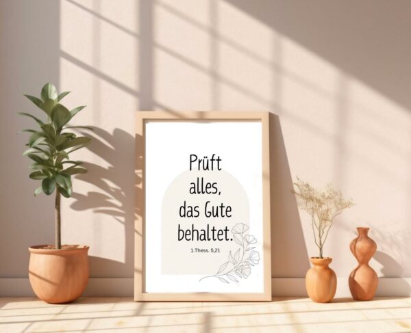 Christliches Posterbild Jahreslosung 2025 Prüfet alles, das Gute behaltet. – Bild 5
