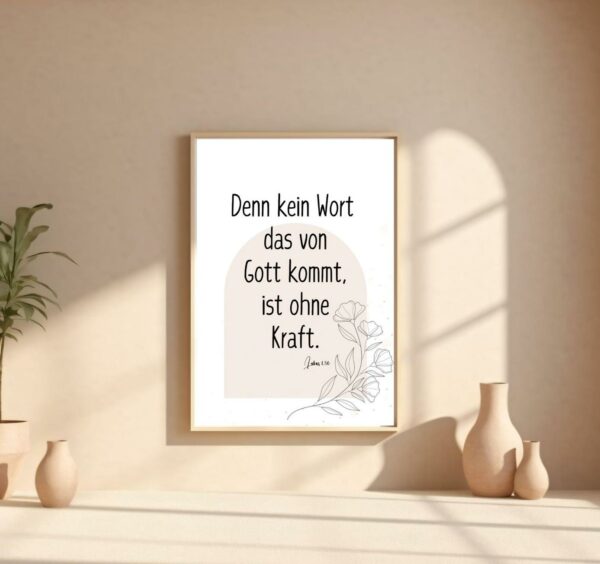 Christliches Posterbild Denn kein Wort, das von Gott kommt, ist ohne Kraft. Lukas 1,37 – Bild 2