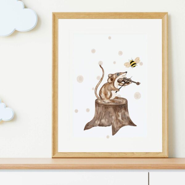 Posterbild Kinderposter Maus mit Geige Kinderzimmer – Bild 3