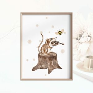 Posterbild Kinderposter Maus mit Geige Kinderzimmer
