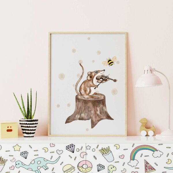 Posterbild Kinderposter Maus mit Geige Kinderzimmer – Bild 5