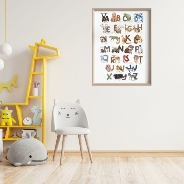 Poster Kinderposter Junge Mädchen Alphabet Bild mit Tieren Kinderzimmer – Bild 2