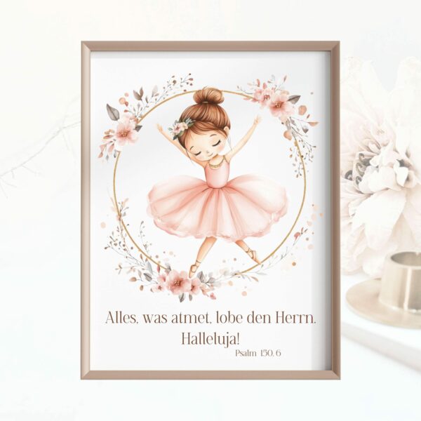 Poster Kinderposter Mädchen Ballerina Kinderzimmer Bibelvers Psalm