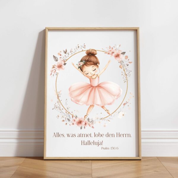 Poster Kinderposter Mädchen Ballerina Kinderzimmer Bibelvers Psalm – Bild 2