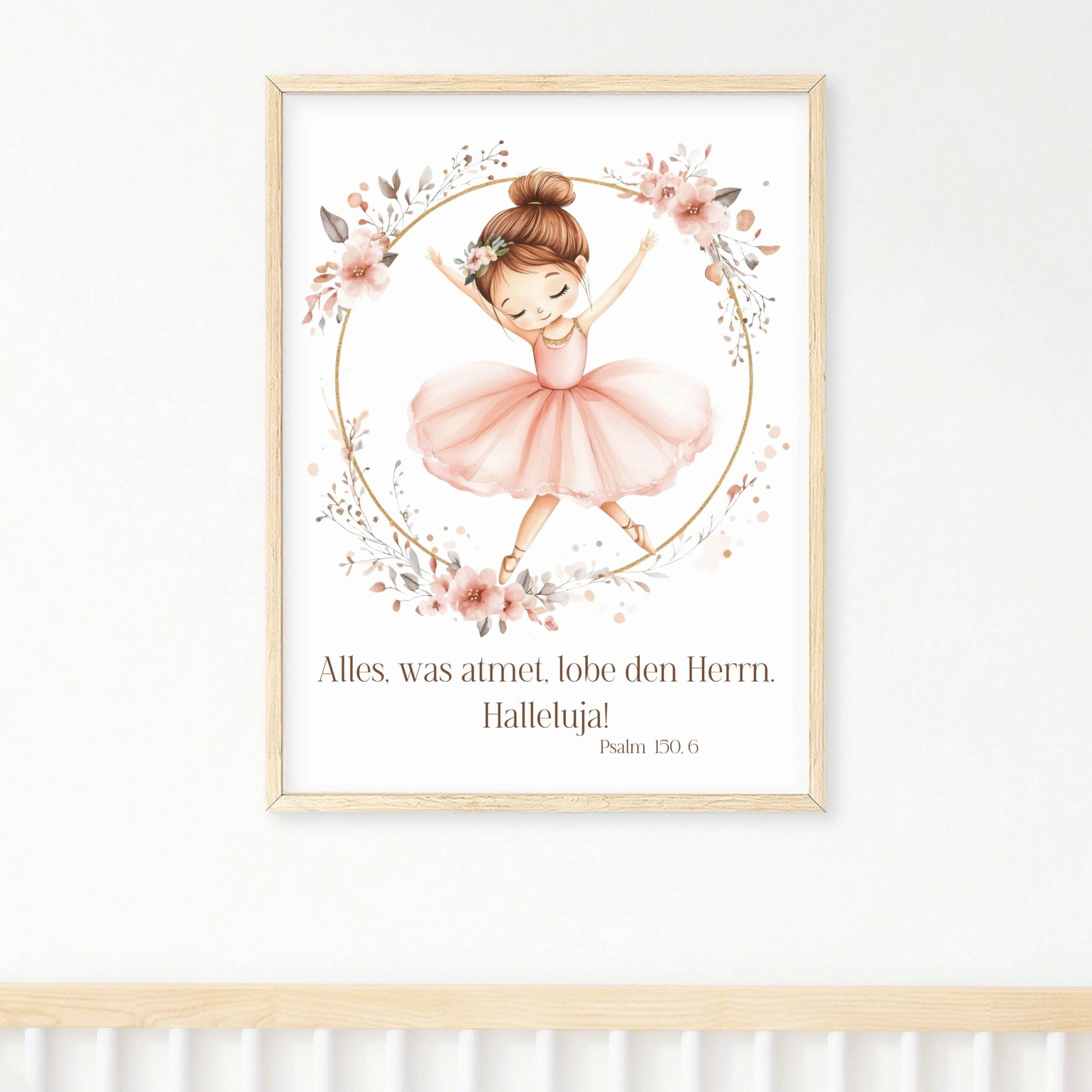 Poster Kinderposter Ballerina mit Bibelvers Digitaler Download  Kinderzimmer Alles was atmet, lobe den Herrn