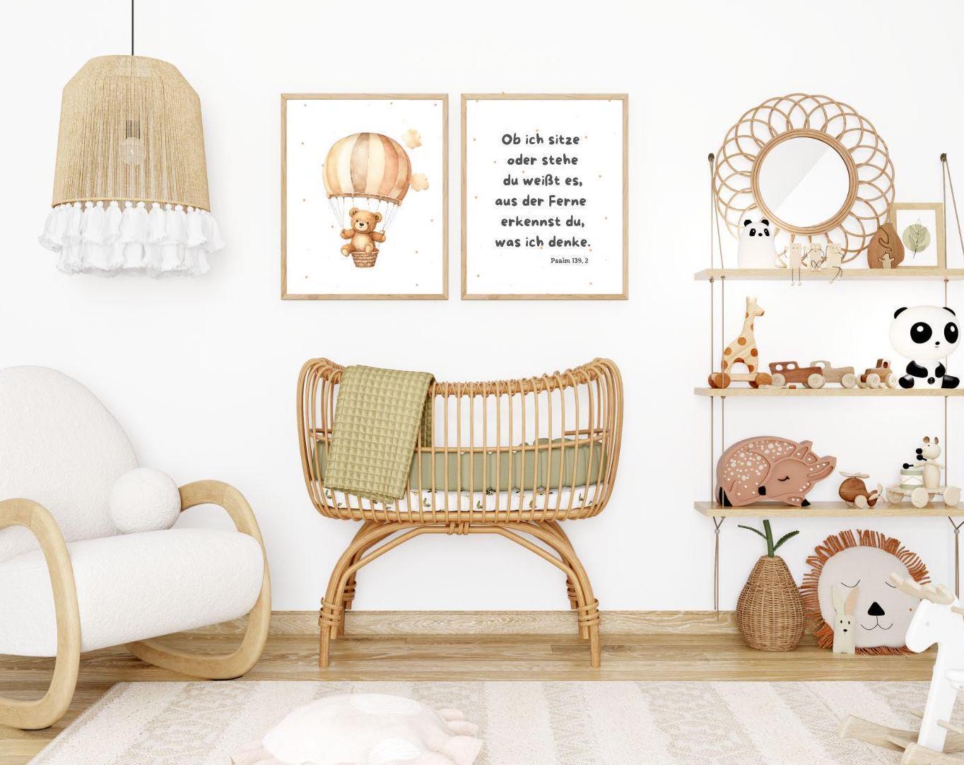 Christliche Poster Kinderposter Bär Bibelvers Psalm 139,2 Set aus 2 Postern Bundle