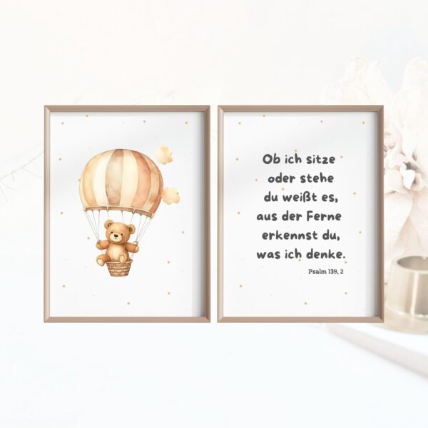 Christliche Poster Kinderposter Bär Bibelvers Psalm 139,2 Set aus 2 Postern Bundle – Bild 4