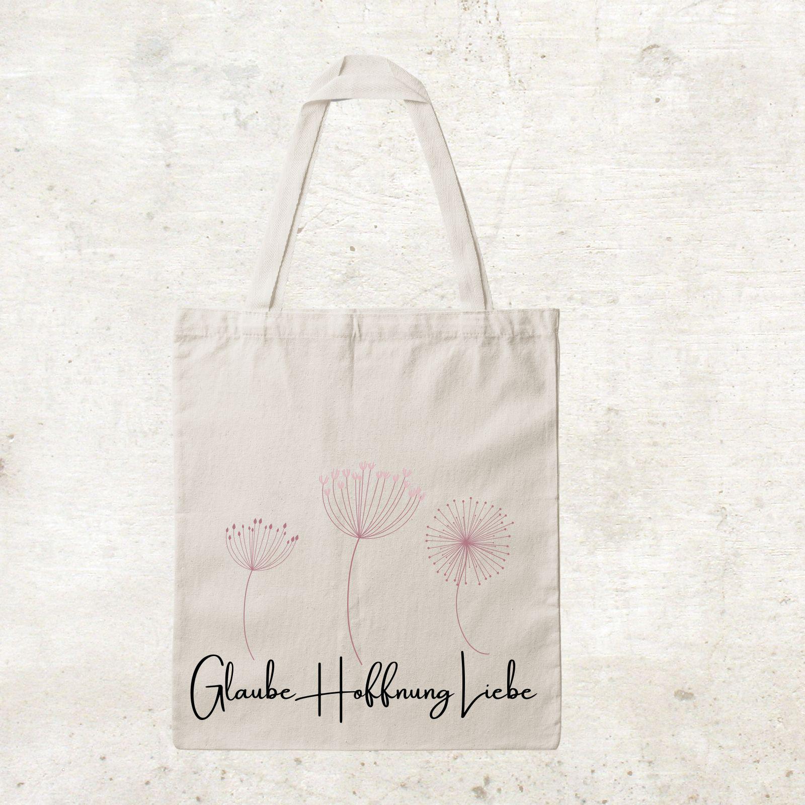 Bedruckte Baumwolltasche – Glaube Hoffnung Liebe