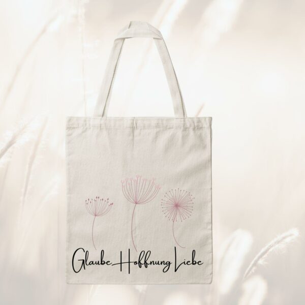 Bedruckte Baumwolltasche - Glaube Hoffnung Liebe – Bild 4