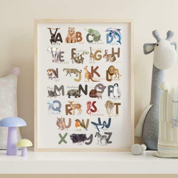 Poster Kinderposter Junge Mädchen Alphabet Bild mit Tieren Kinderzimmer – Bild 3