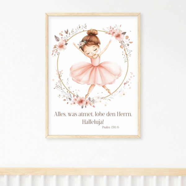Poster Kinderposter Mädchen Ballerina Kinderzimmer Bibelvers Psalm – Bild 3