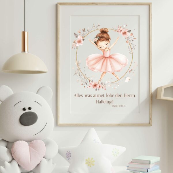 Poster Kinderposter Mädchen Ballerina Kinderzimmer Bibelvers Psalm – Bild 4