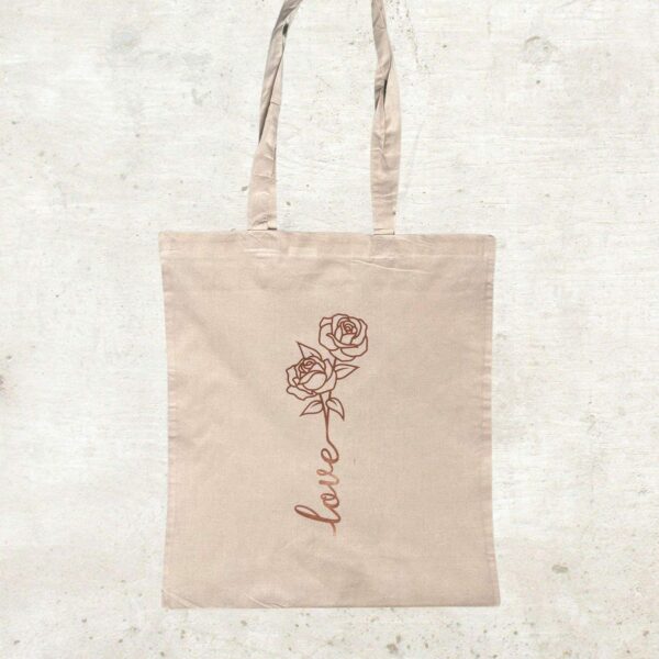Stofftasche Baumwolltasche love Blume Einkaufstasche – Bild 2