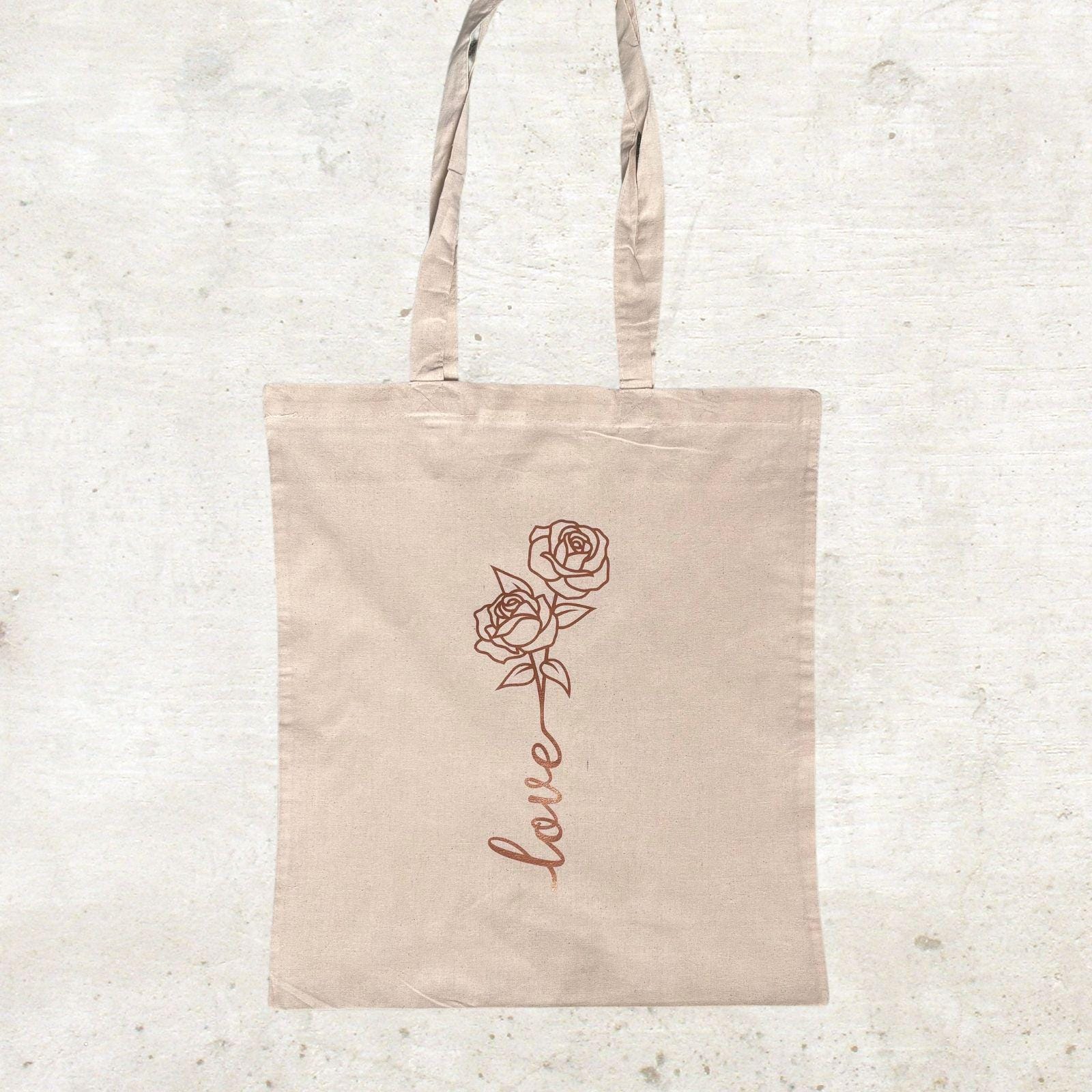 Stofftasche Baumwolltasche love Blume Einkaufstasche
