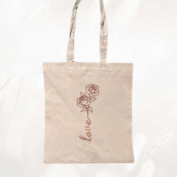 Stofftasche Baumwolltasche love Blume Einkaufstasche – Bild 4
