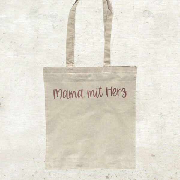 Stofftasche Baumwolltasche Mama mit Herz Einkaufstasche personalisierter Stoffbeutel mit Spruch – Bild 2