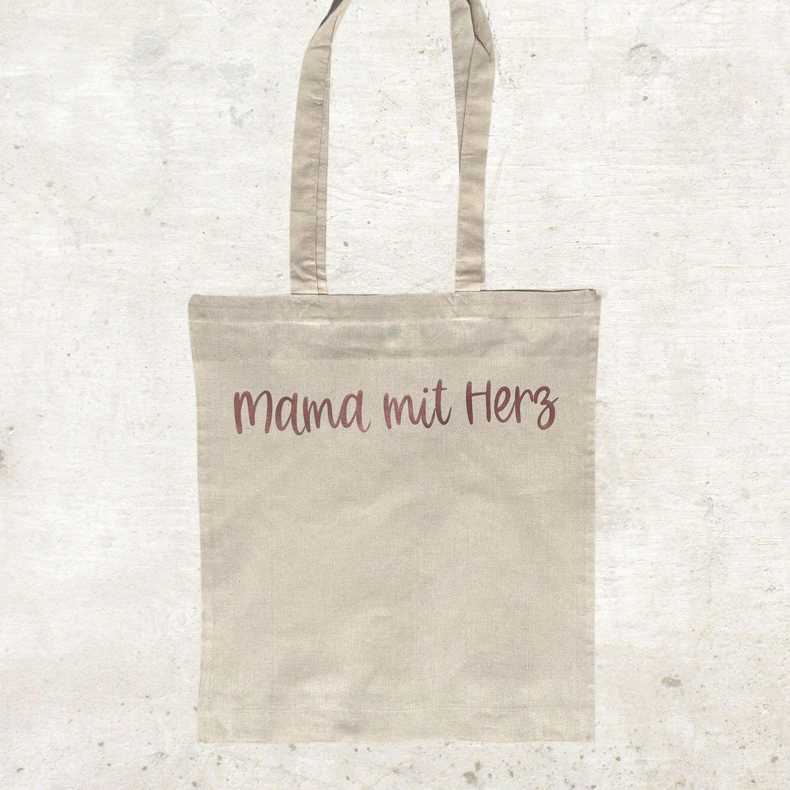 Stofftasche Baumwolltasche Mama mit Herz Einkaufstasche personalisierter Stoffbeutel mit Spruch