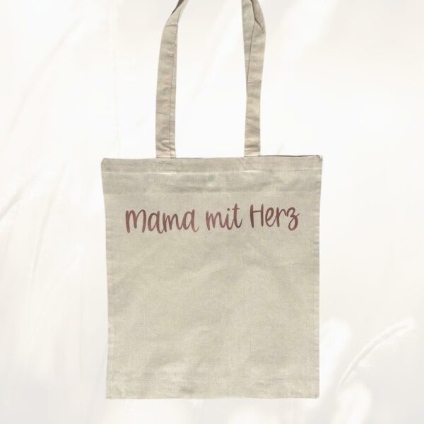 Stofftasche Baumwolltasche Mama mit Herz Einkaufstasche personalisierter Stoffbeutel mit Spruch – Bild 4
