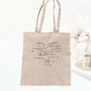 Stofftasche Baumwolltasche Geschenk Oma Einkaufstasche personalisierter Stoffbeutel mit Spruch