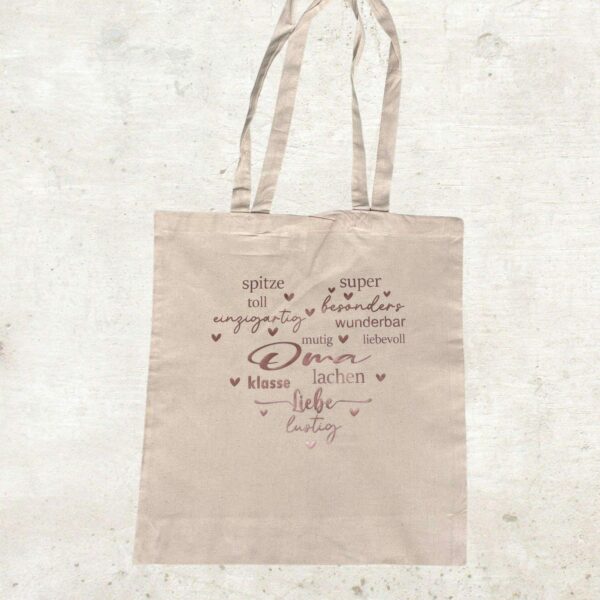 Stofftasche Baumwolltasche Geschenk Oma Einkaufstasche personalisierter Stoffbeutel mit Spruch – Bild 2