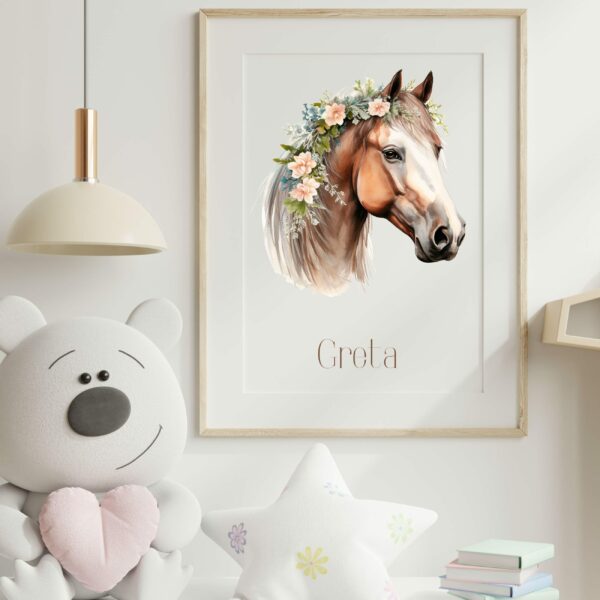 Poster Kinderposter Pferd Kinderzimmer Personalisiert Name Geschenk Kinder – Bild 2