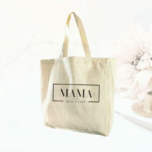 Tragetasche Leinenoptik Mama Einkaufstasche Leinenlook mit persönlichem Druck personalisiert