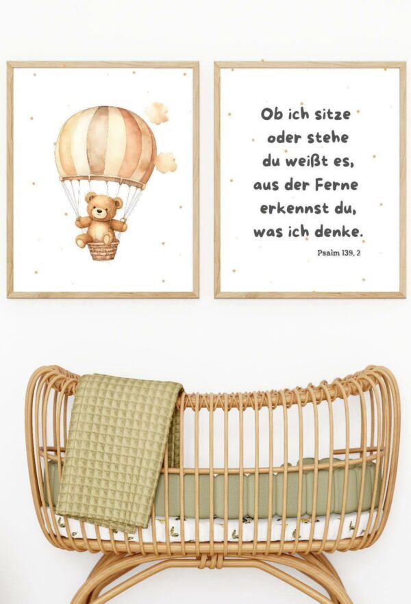 Christliche Poster Kinderposter Bär Bibelvers Psalm 139,2 Set aus 2 Postern Bundle – Bild 3