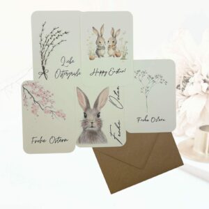 Osterkarten Set 5-er Set Bundle Grußkarte  Postkarte Ostern Kartenset Ostergruß