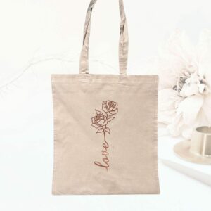 Stofftasche Baumwolltasche love Blume Einkaufstasche