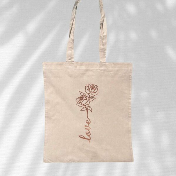 Stofftasche Baumwolltasche love Blume Einkaufstasche – Bild 3