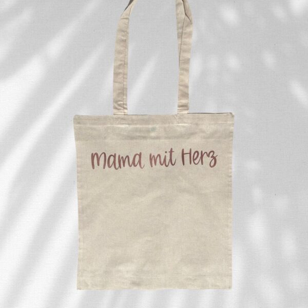 Stofftasche Baumwolltasche Mama mit Herz Einkaufstasche personalisierter Stoffbeutel mit Spruch – Bild 3