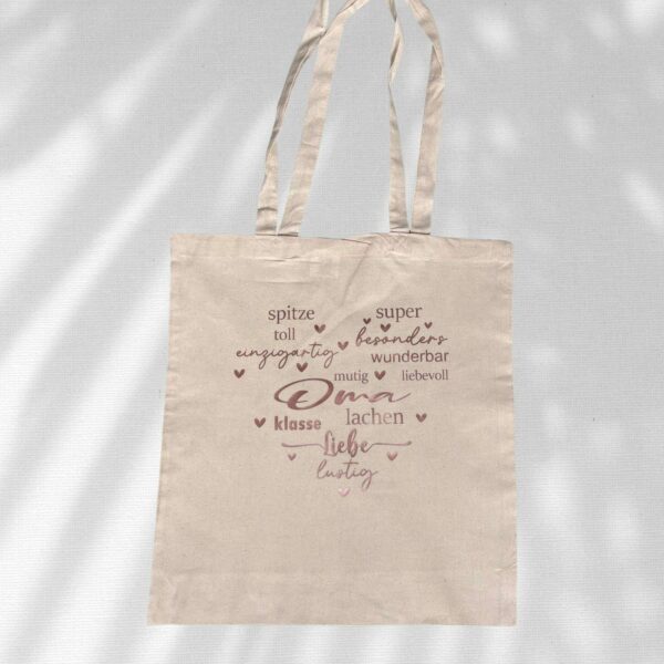 Stofftasche Baumwolltasche Geschenk Oma Einkaufstasche personalisierter Stoffbeutel mit Spruch – Bild 3