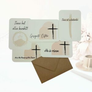 Christliche Osterkarten Set 5-er Set Bundle Grußkarte Postkarte Ostergruß Kreuz Jesus