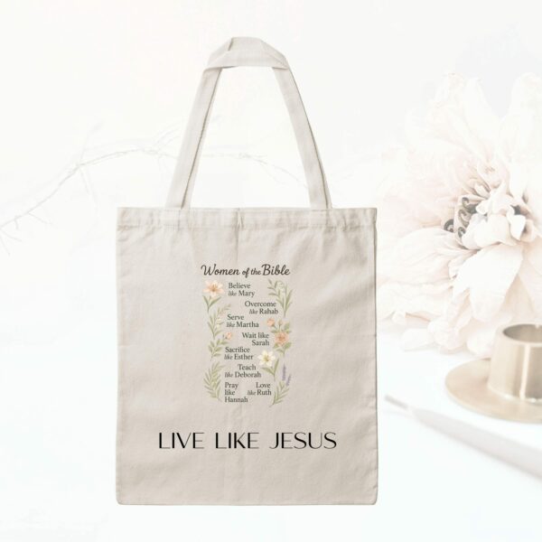 Bedruckte Baumwolltasche - Live like Jesus - Woman of the Bible