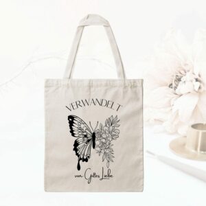 Bedruckte Baumwolltasche - Verwandelt von Gottes Liebe