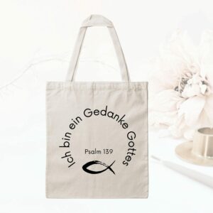 Bedruckte Baumwolltasche - Du bist ein Gedanke Gottes I Psalm 139