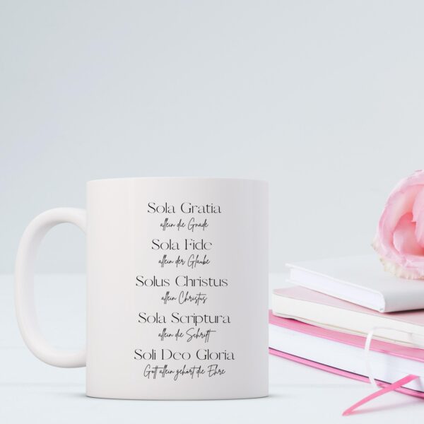 Weiße Tasse Sola Gratia Allein deine Gnade christliches Motiv Keramiktasse Geschenk Kaffee Tee Tasse christlich – Bild 6
