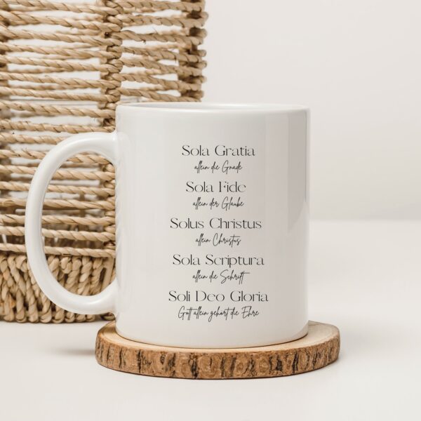 Weiße Tasse Sola Gratia Allein deine Gnade christliches Motiv Keramiktasse Geschenk Kaffee Tee Tasse christlich – Bild 3