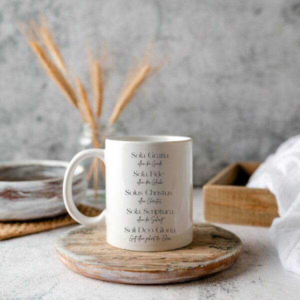 Weiße Tasse Sola Gratia Allein deine Gnade christliches Motiv Keramiktasse Geschenk Kaffee Tee Tasse christlich – Bild 2