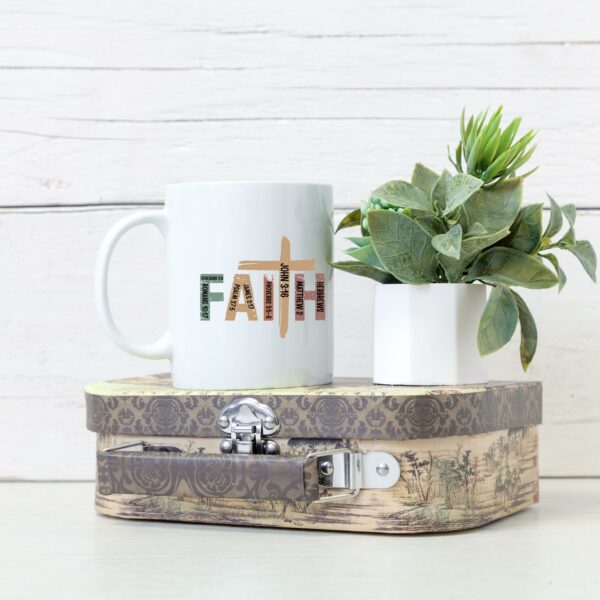 Weiße Tasse FAITH christliches Motiv Keramiktasse Geschenk Kaffee Tee Tasse christlich – Bild 3