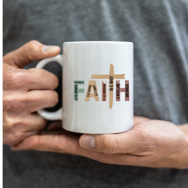 Weiße Tasse FAITH christliches Motiv Keramiktasse Geschenk Kaffee Tee Tasse christlich – Bild 4