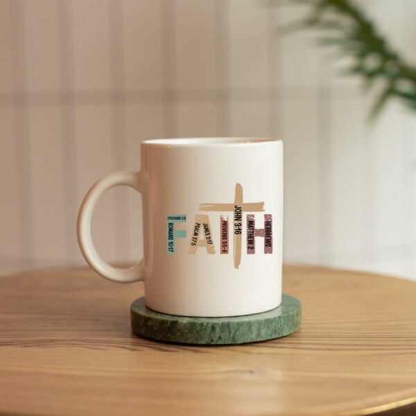 Weiße Tasse FAITH christliches Motiv Keramiktasse Geschenk Kaffee Tee Tasse christlich – Bild 2