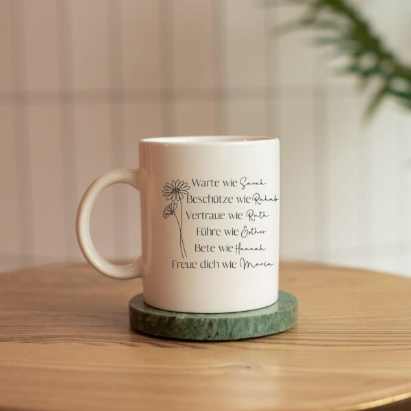 Weiße Tasse Frauen der Bibel christliches Motiv Keramiktasse Geschenk Kaffee Tee Tasse christlich – Bild 7