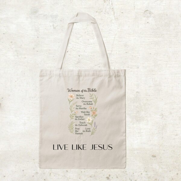 Bedruckte Baumwolltasche - Live like Jesus - Woman of the Bible – Bild 4