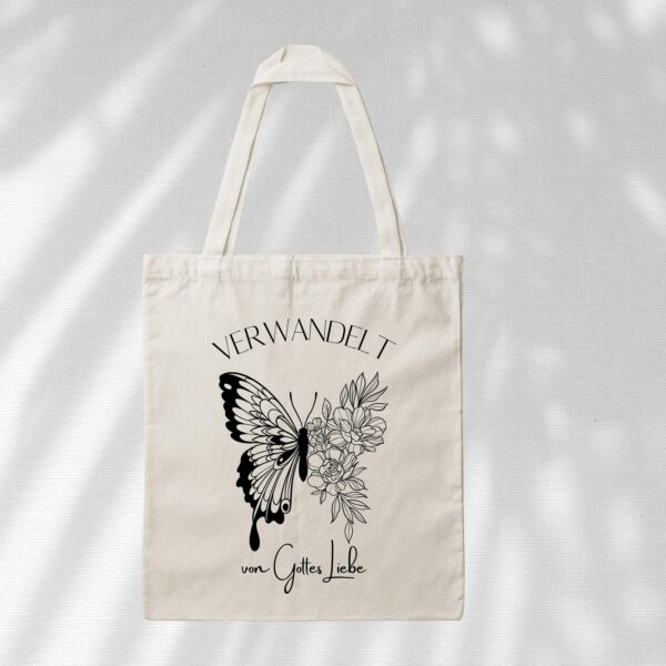 Bedruckte Baumwolltasche - Verwandelt von Gottes Liebe – Bild 4