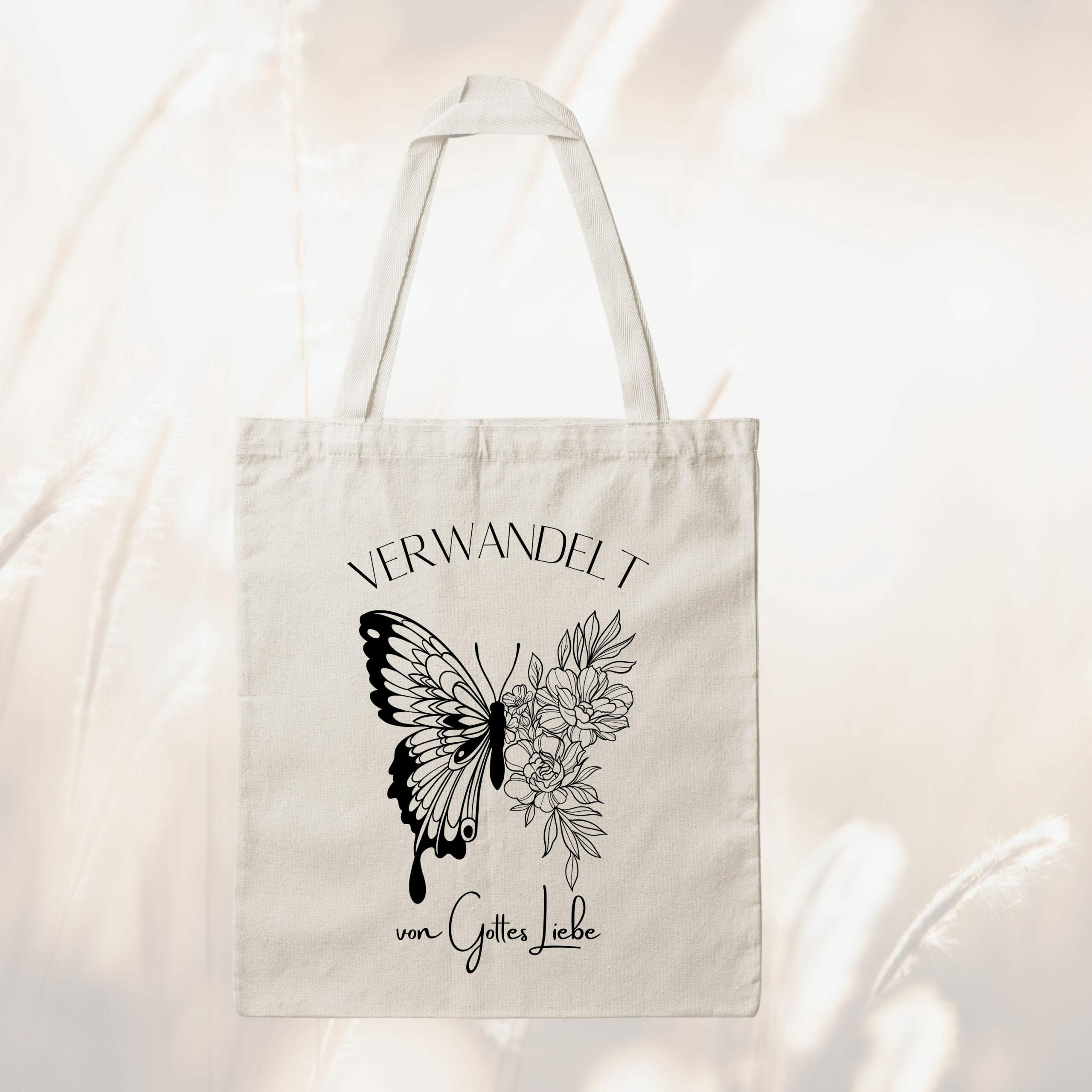 Bedruckte Baumwolltasche – Verwandelt von Gottes Liebe