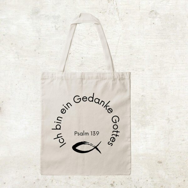 Bedruckte Baumwolltasche - Du bist ein Gedanke Gottes I Psalm 139 – Bild 4